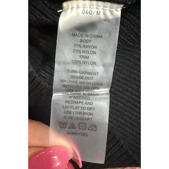 NWT Vince Camuto Black High Mock Neck Ruffle Sleeve Blouse Top Size Medium NEW - Picture 12 of 14